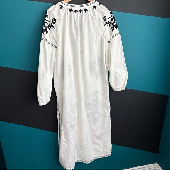 Zara Monochrome Embroidered Long Sleeve Dress - Picture 7 of 12